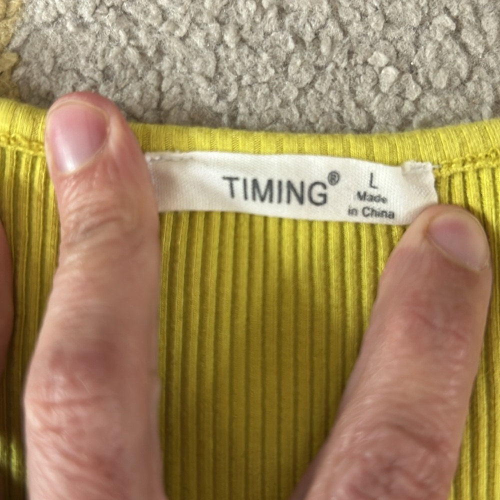 Timing Florescent Yellow Ribbed Cropped Tank Top - Picture 3 of 3